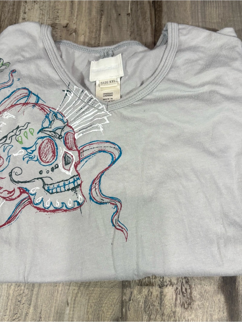 Diesel Vintage Y2K Tattoo Inspired Skull V-Neck Womens Tshirt SZ XXL